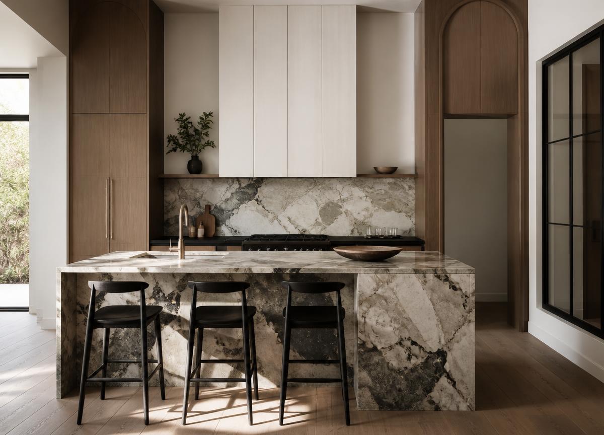 Elegant kitchen renovation with stone and custom millwork